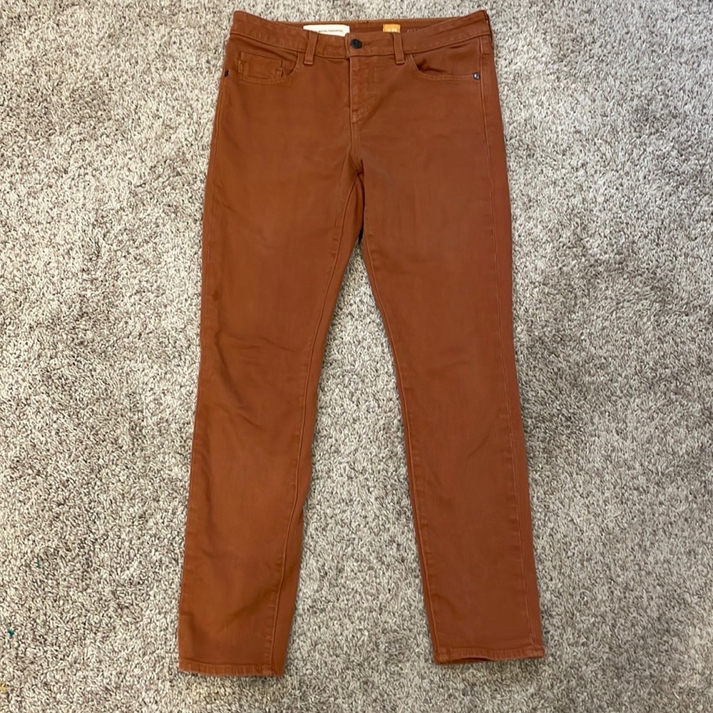 Anthropologie Pilcro Stet Skinny Jeans Rust Orange size 29